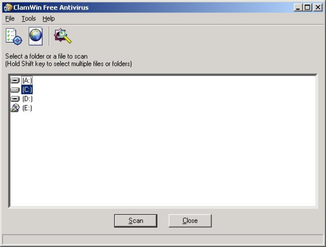 Captura de tela do Clam AntiVirus