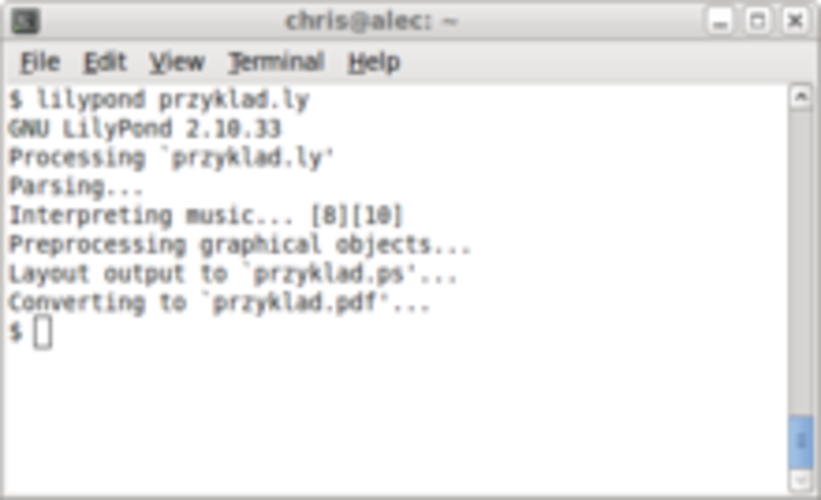 Screenshot von GNU LilyPond