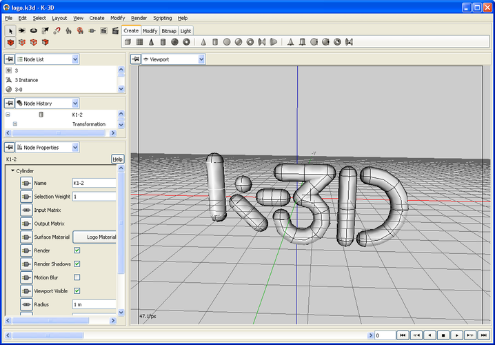 Captura de pantalla de K-3D