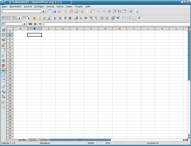 Captura de pantalla de OpenOffice.org Calc