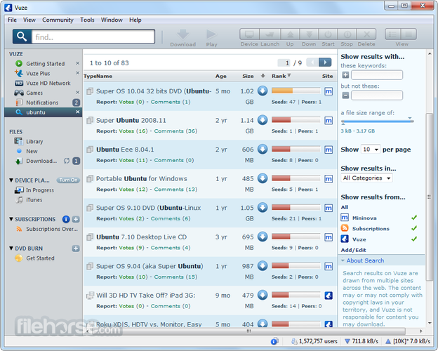 Screenshot von Vuze