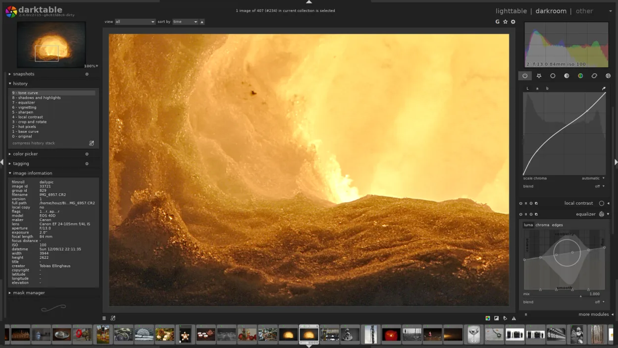 Virtual dark room, sharpening an image