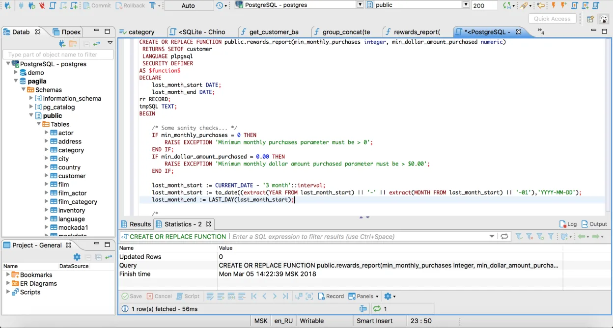 Editing and running a SQL script