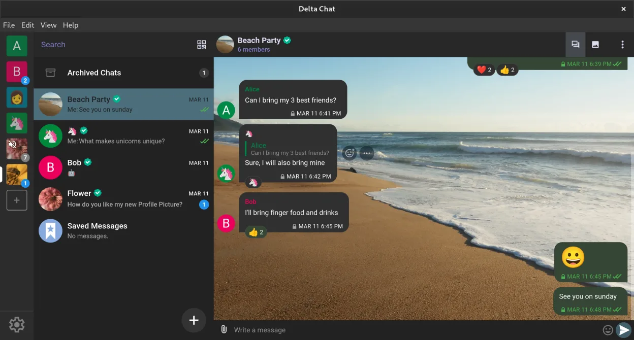 We have different themes, here darkmode with beach background