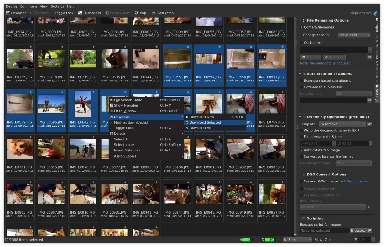 digiKam Import From Camera