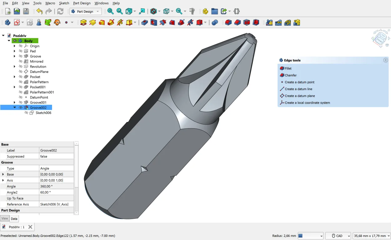 Capture d’écran de FreeCAD