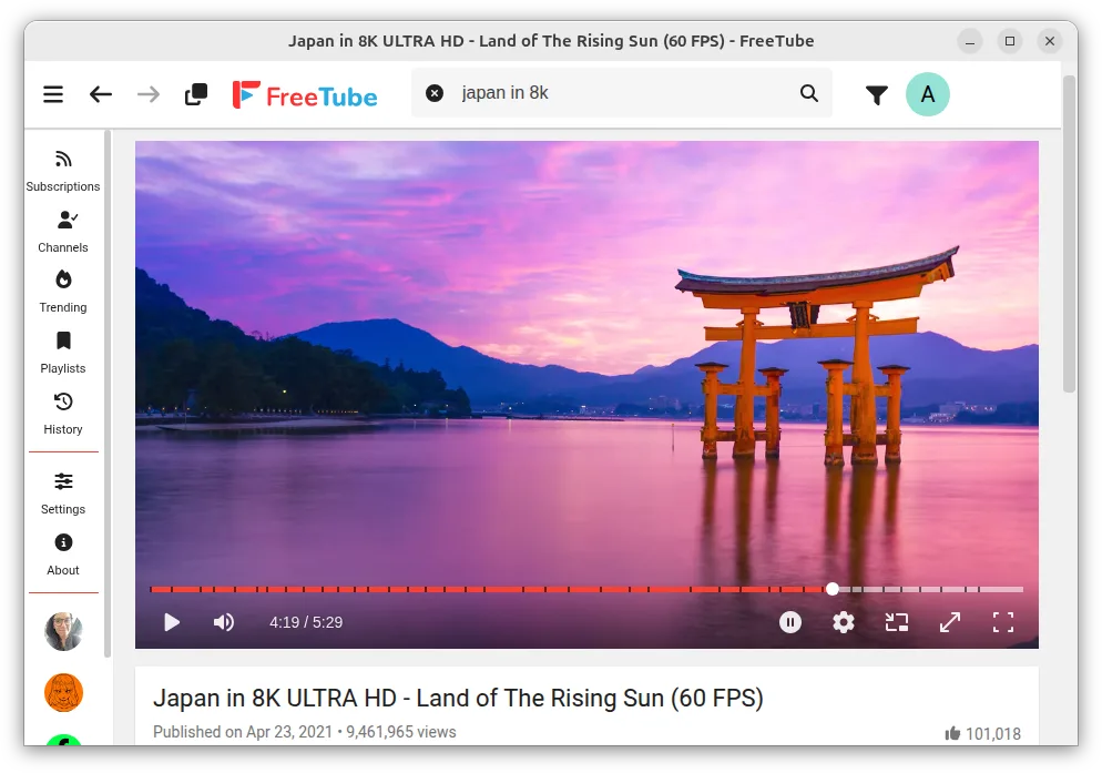 FreeTube screenshot