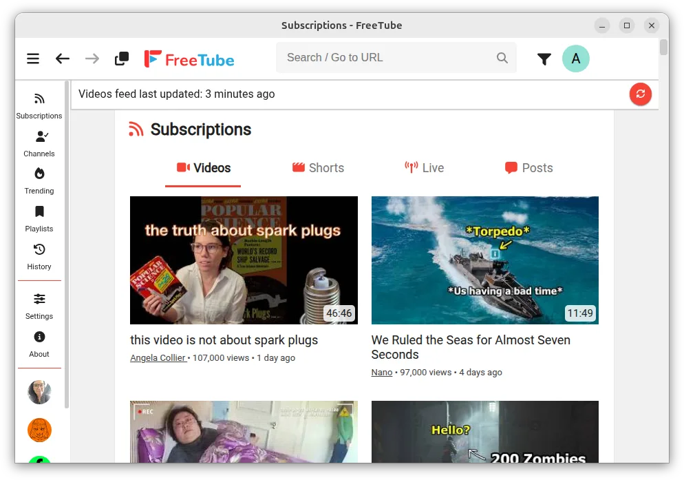Browse videos from subscribed channels