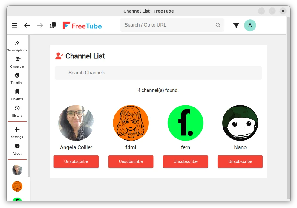 Manage subscribed channels