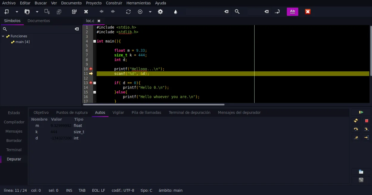 Geany screenshot