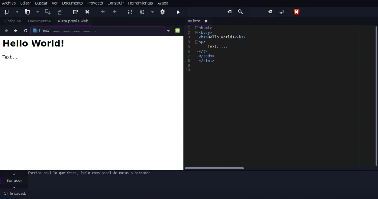 Geany screenshot