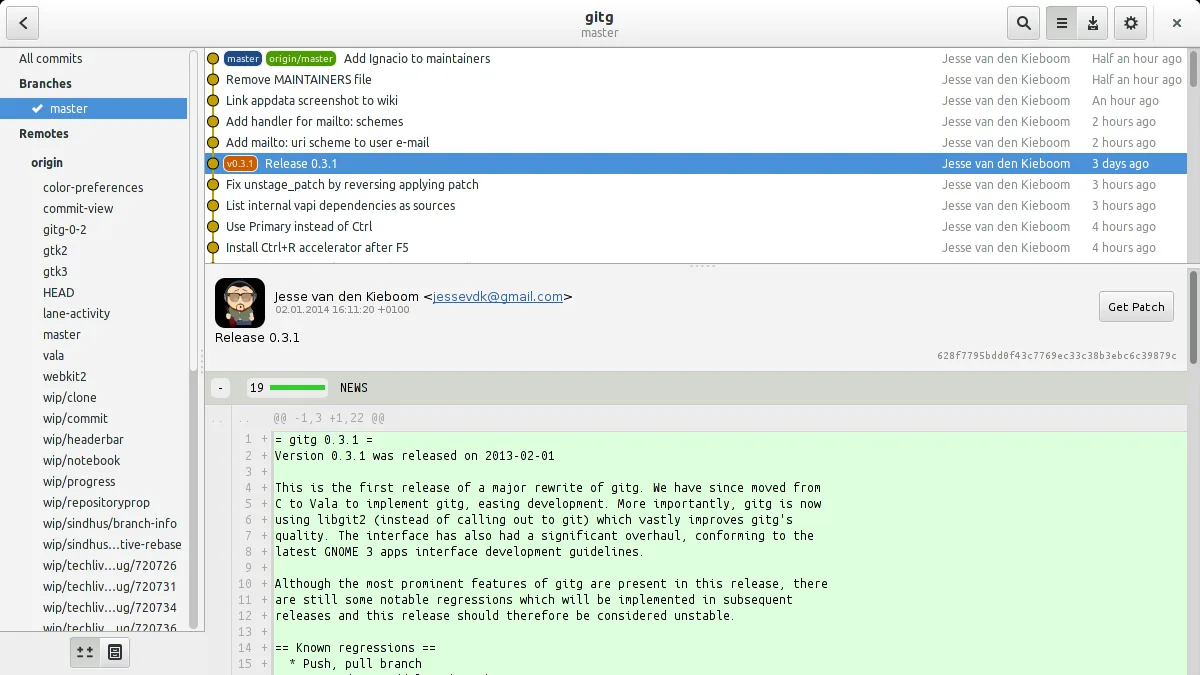 Screenshot von gitg