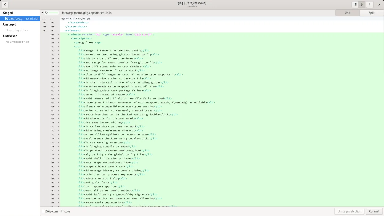 Staging area to compose your commit