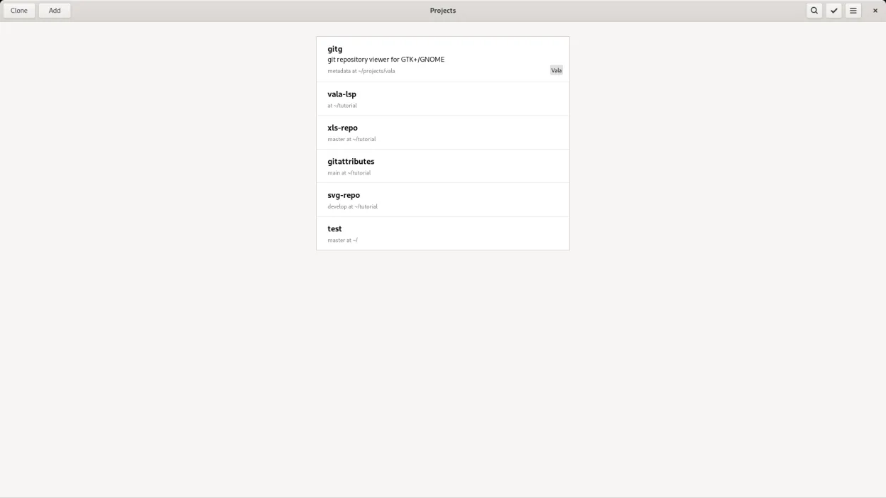 Overview of recently used repositories