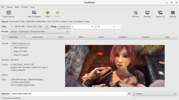 Captura de tela do HandBrake
