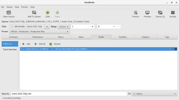 Audio track selection and settings