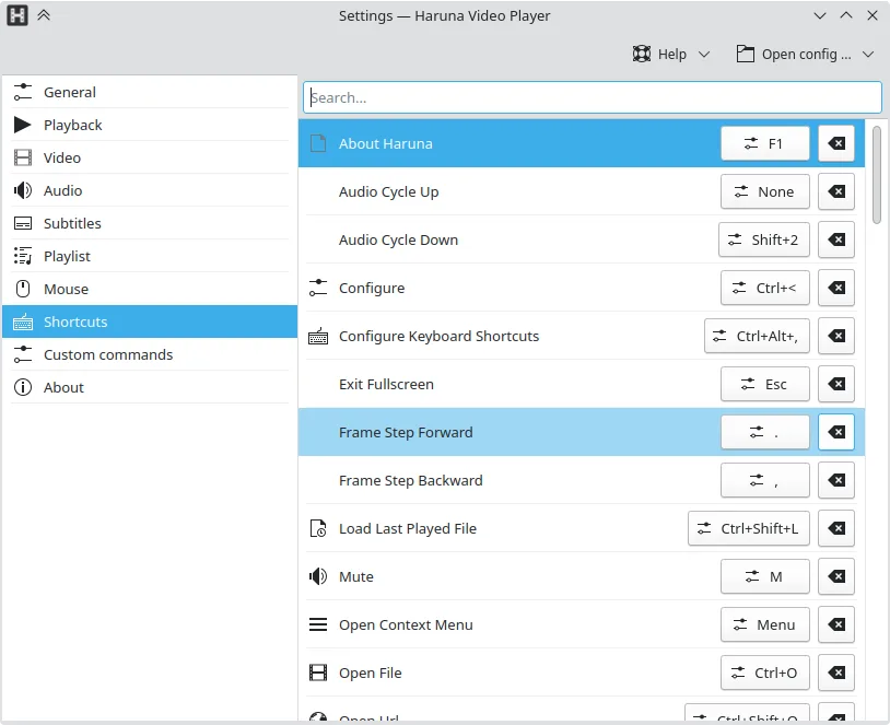 Haruna settings window