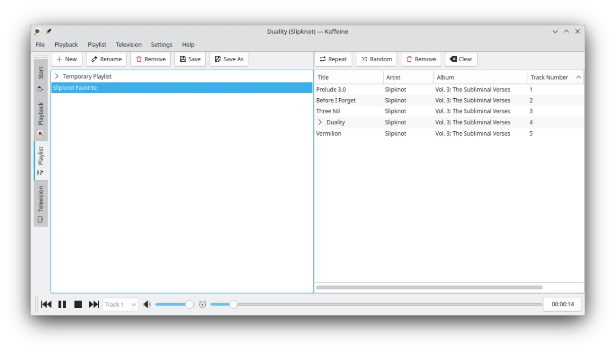 Screenshot von Kaffeine