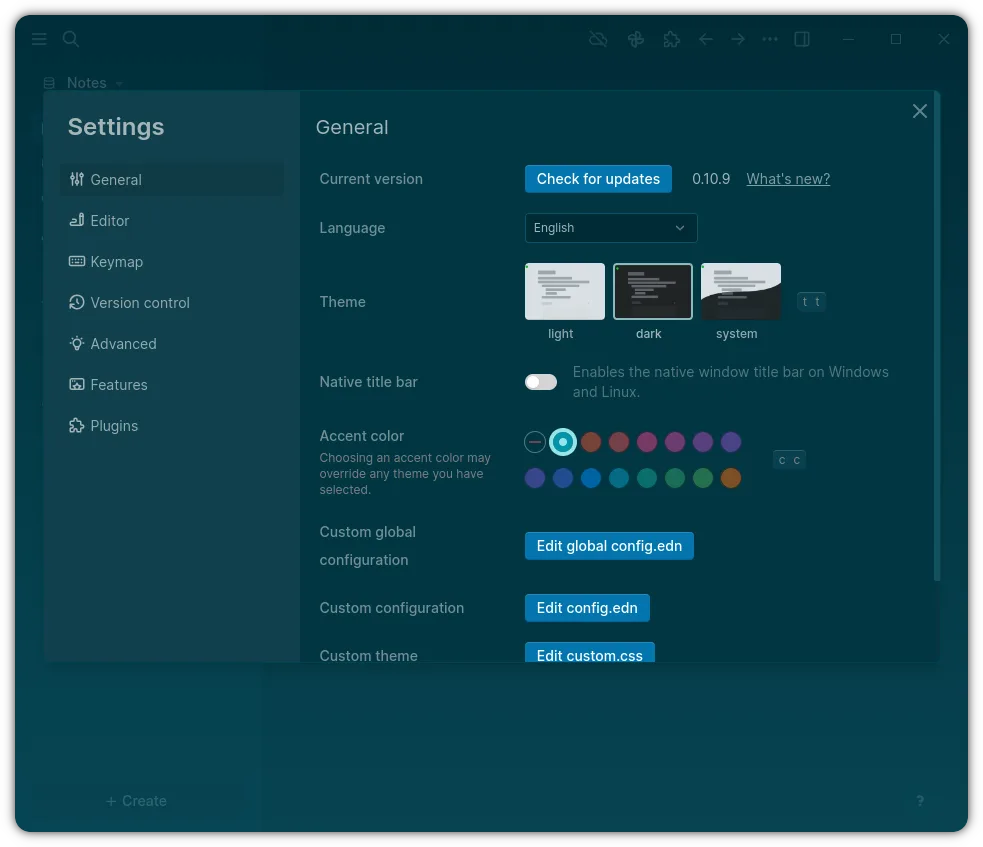 General settings in Logseq
