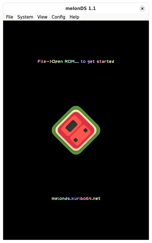 melonDS splash screen.
