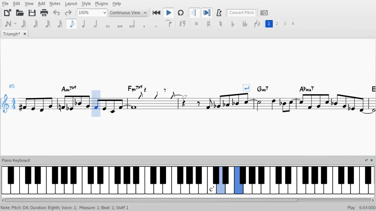 Score playback with Piano Keyboard