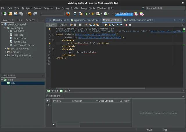 Capture d’écran de NetBeans