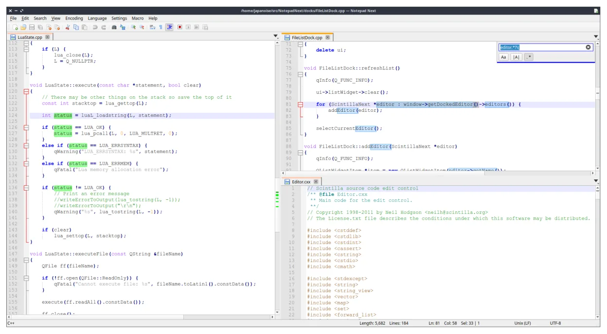 Captura de pantalla de Notepad