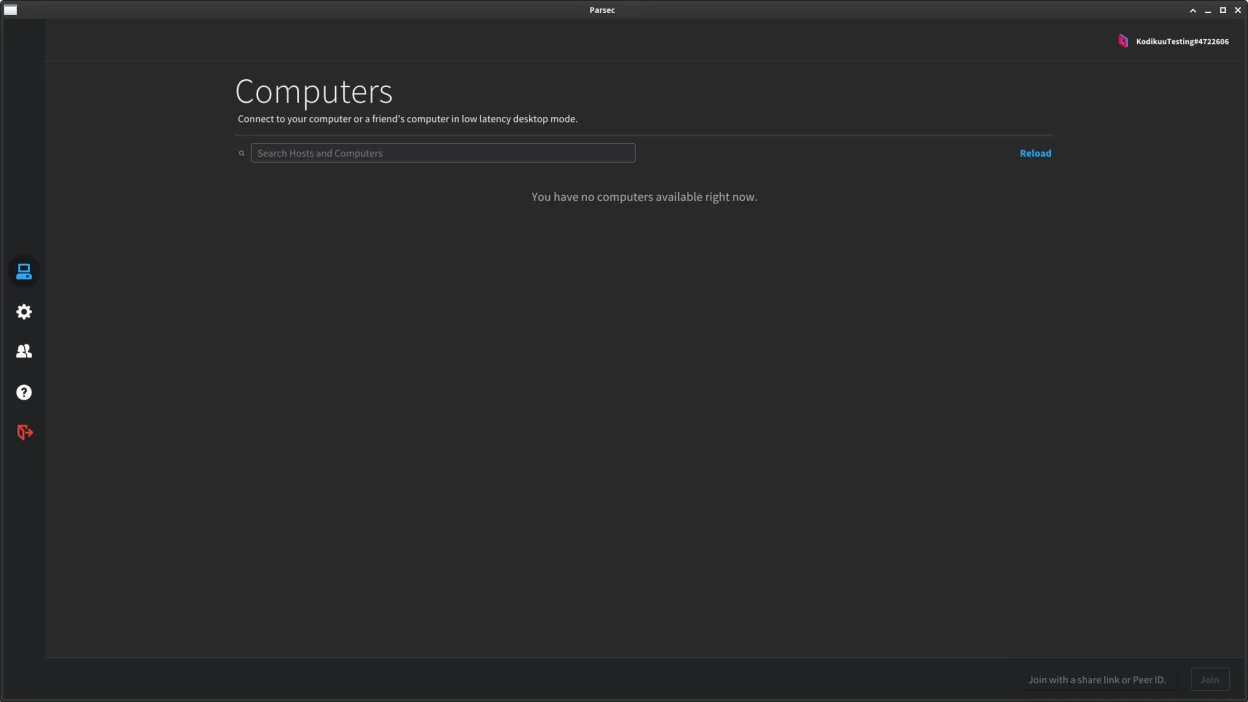 The computers menu