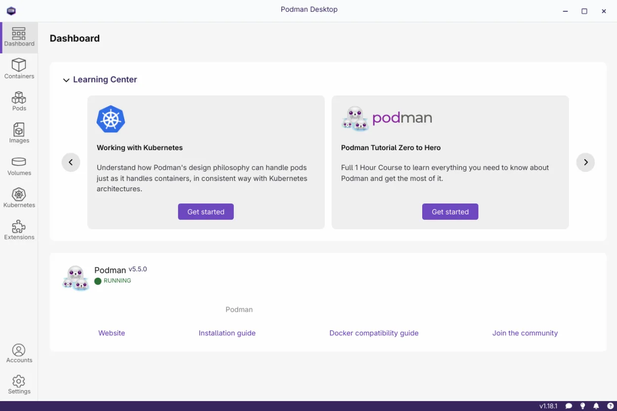 Main dashboard