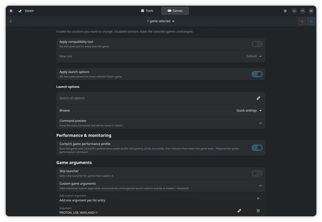 The mass edit interface of ProtonPlus.
