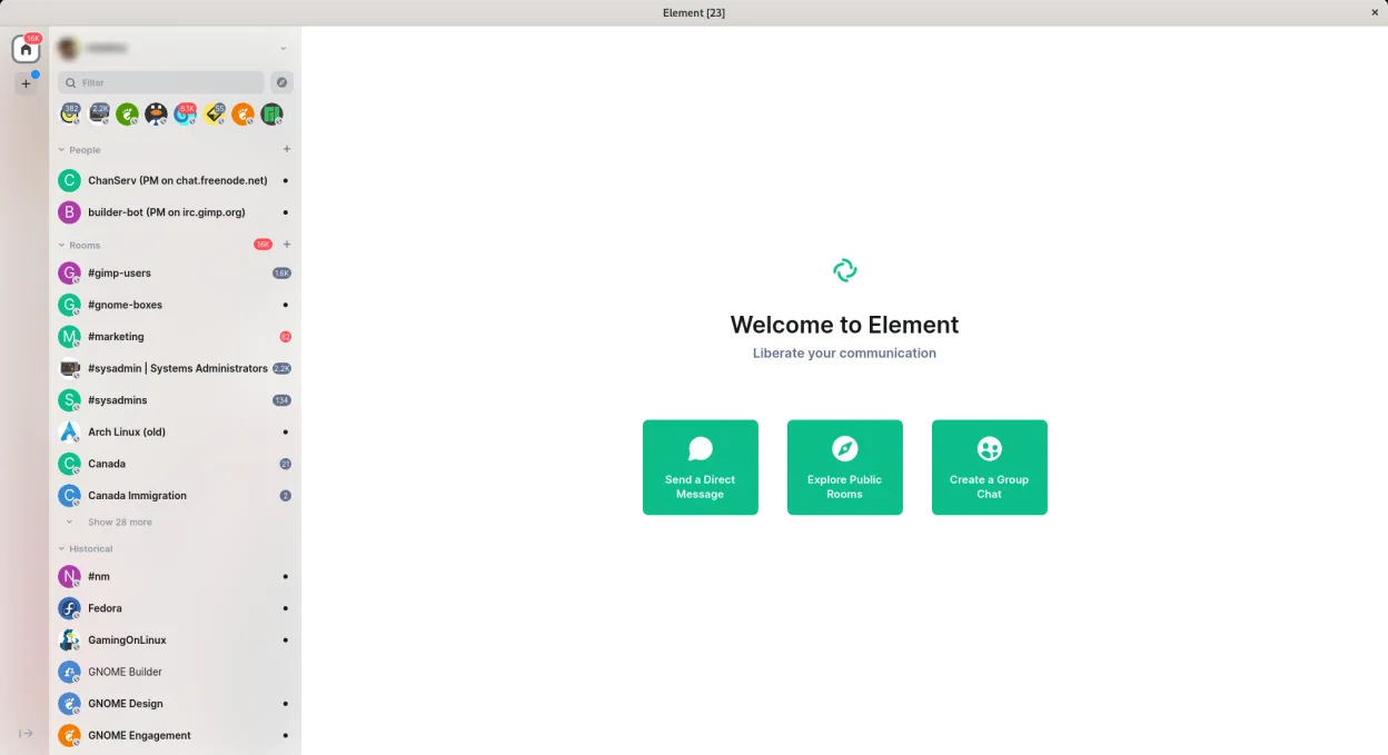 Element logged-in frontend