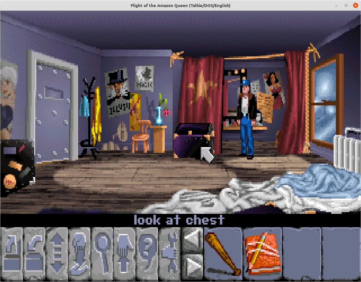 ScummVM running 'Flight of the Amazon Queen'