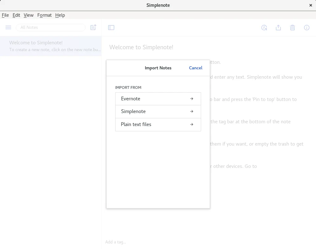 Simplenote screenshot