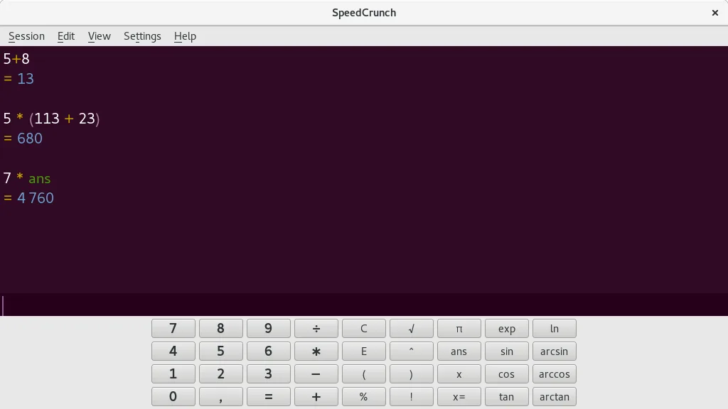 Main window with optional keypad