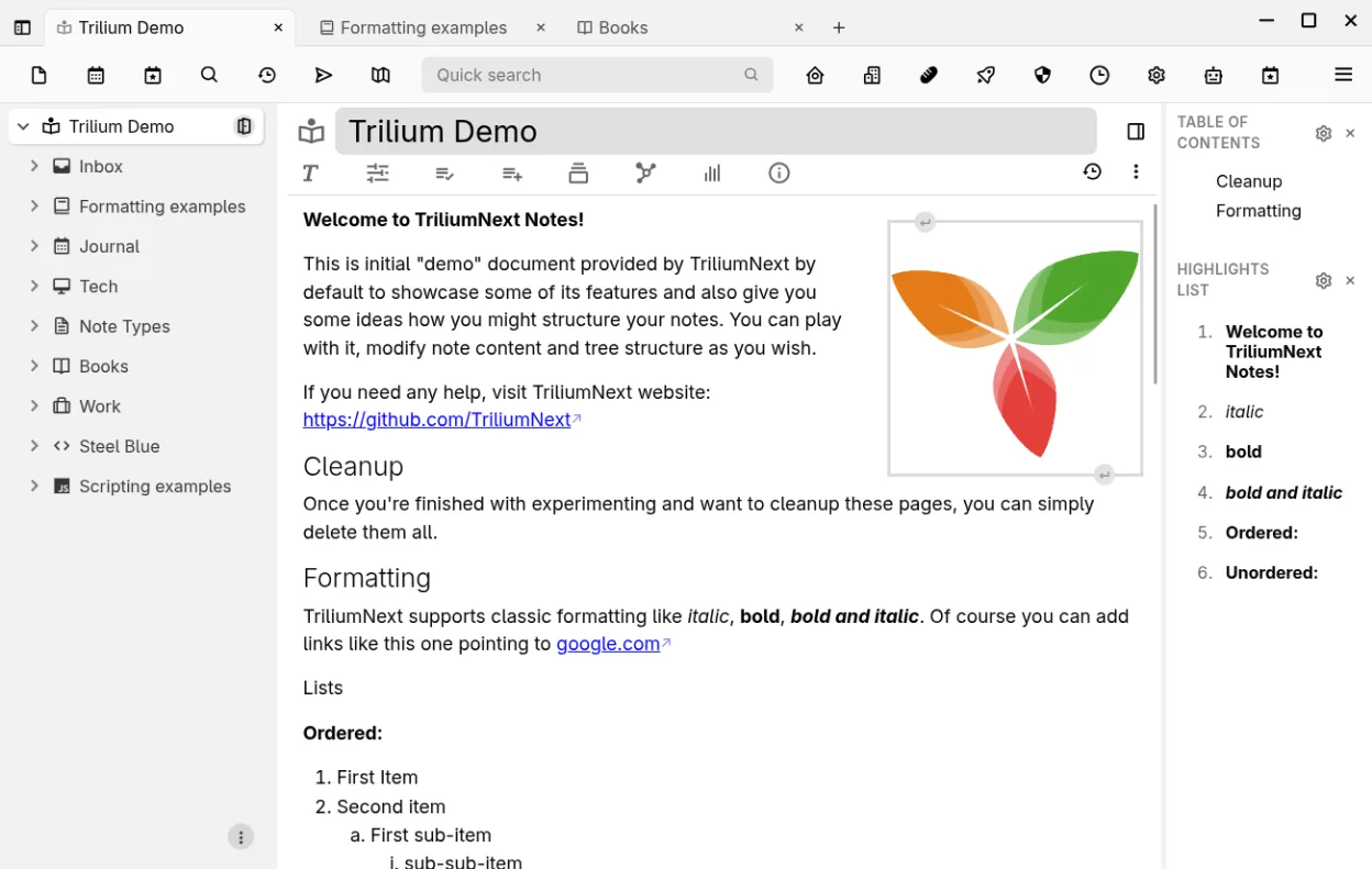 Trilium Notes screenshot