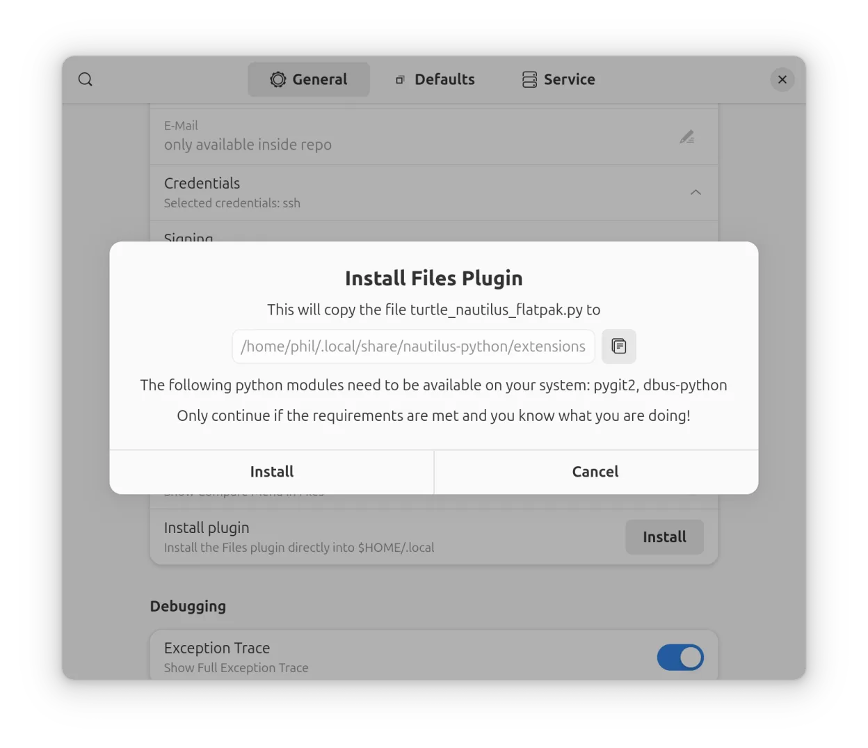 Install files plugin