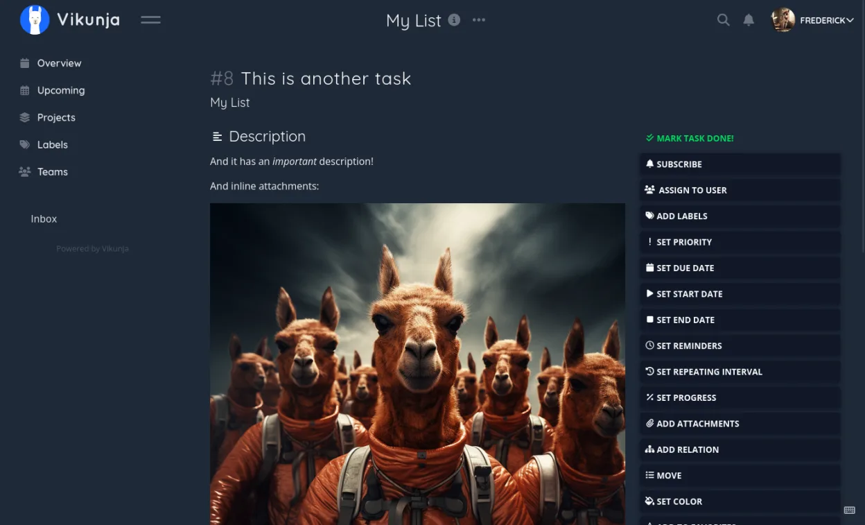 A to-do list with a dark theme
