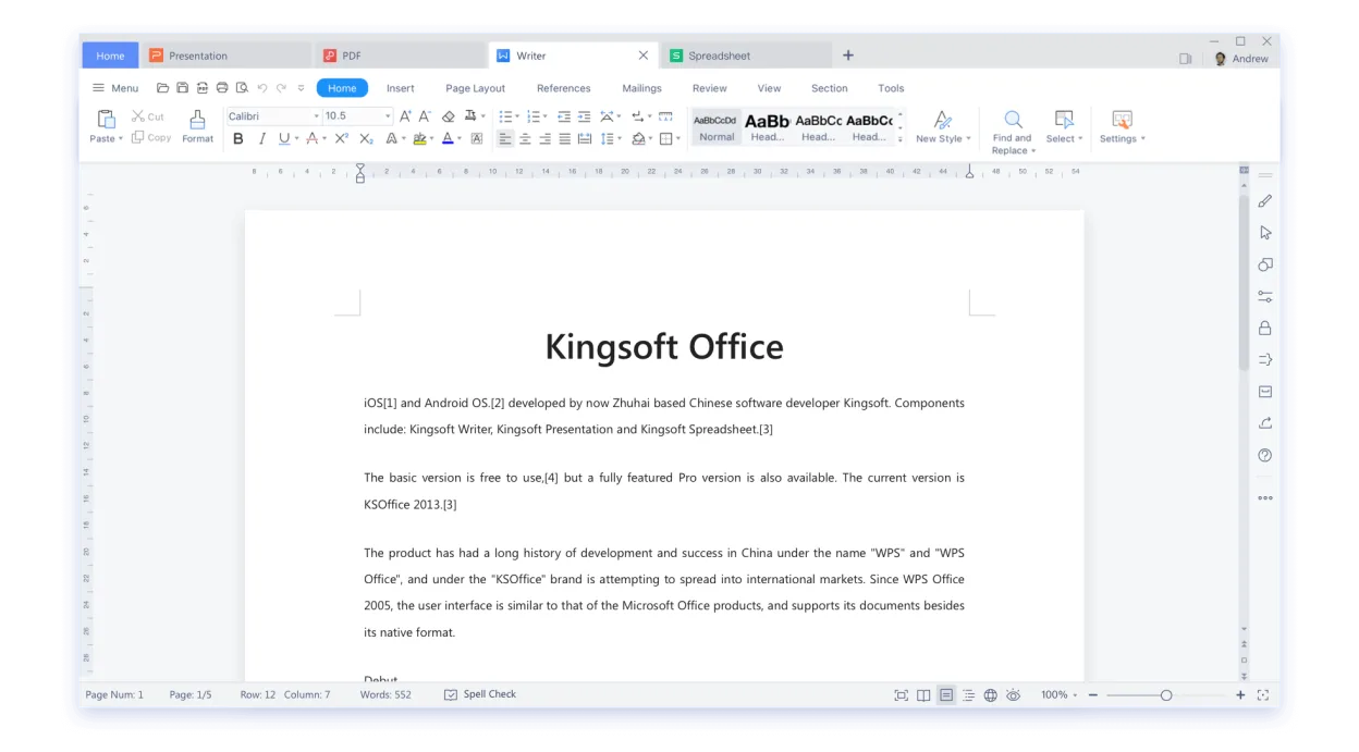 Capture d’écran de WPS Office