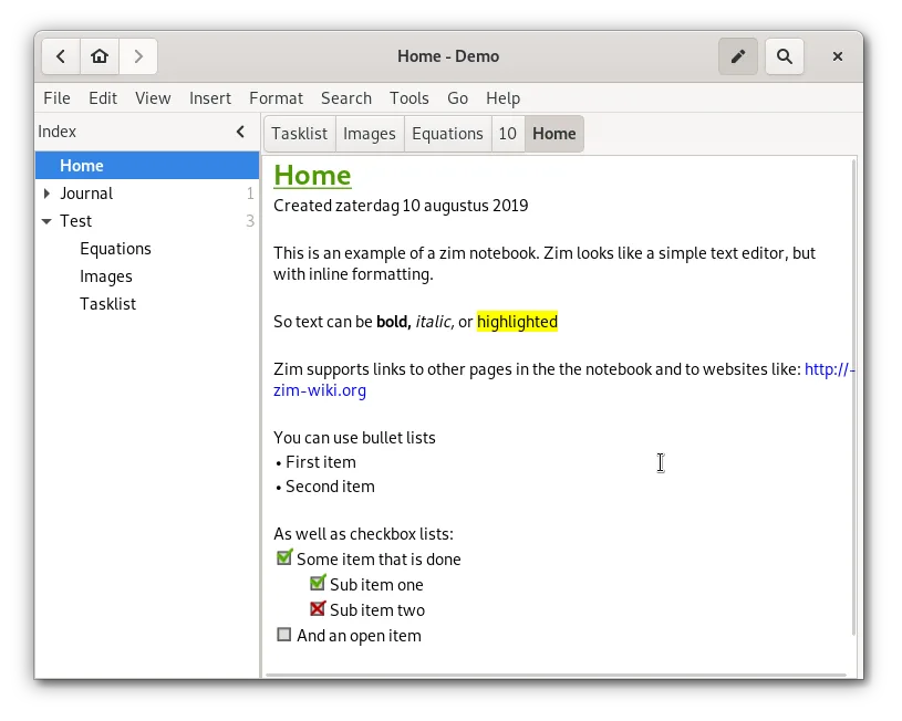 Zim screenshot